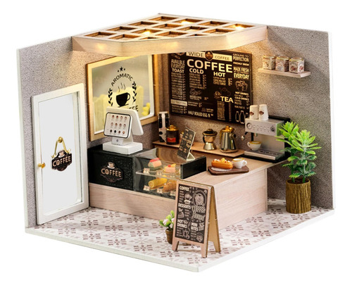 Casa De Muñecas Hecha A Mano, Kit De Bricolaje, Cafetería