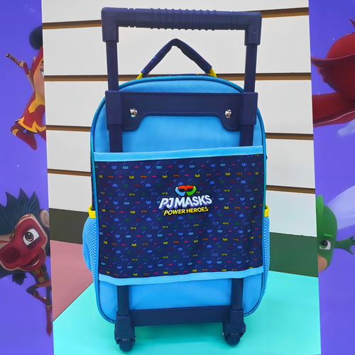 Mochila Escolar Heróis Do Poder Pj Mask Com Rodinhas E Alça Cor Azul