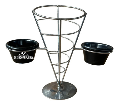 Cono Soporte Papas Fritas O Botana Acero Inoxidable 12u.