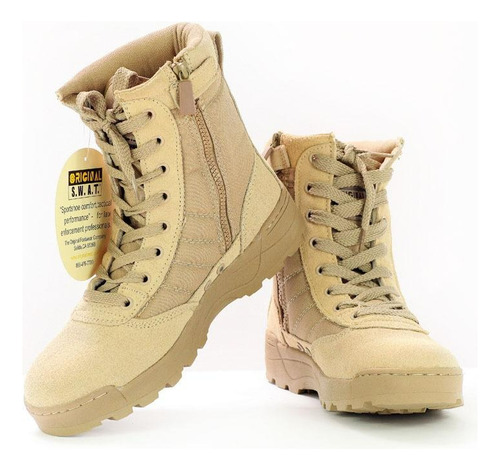 Bota Swat Tactical Combat Militar Blk/ocre Tienda R&b!!