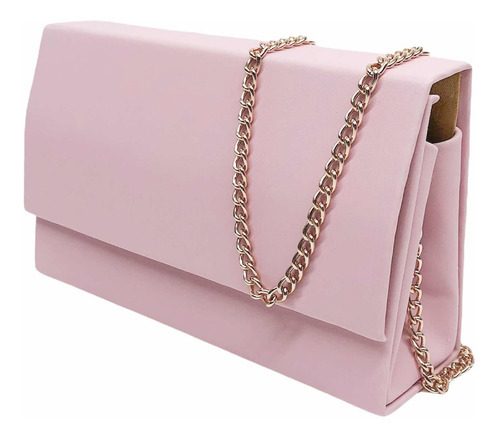 Bolsa Clutch Color Trend Madrinha Casamento Alça Corrente Cor Rosa Pastel