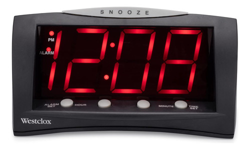 Westclox Reloj Despertador Led Grande, Pantalla Roja