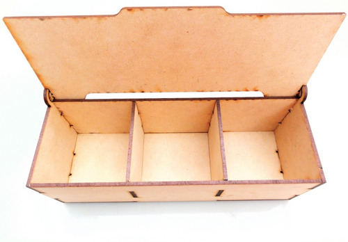 Imagen 3 de 6 de Caja De Te - 3 Divisiones - Mdf / Fibrofacil