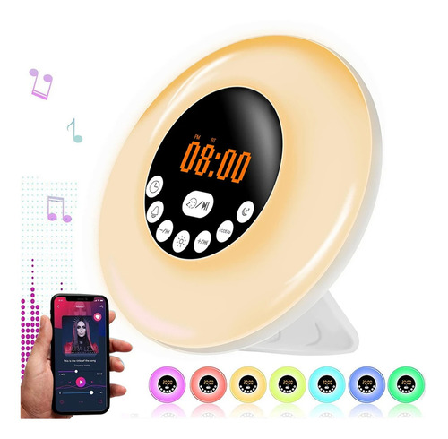 Radio Reloj Despertador Alarma Luces Led Snooze Parlante Usb Color Blanco