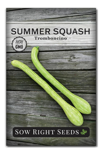 Sow Right Seeds - Semillas De Calabaza Tromboncino, 5g