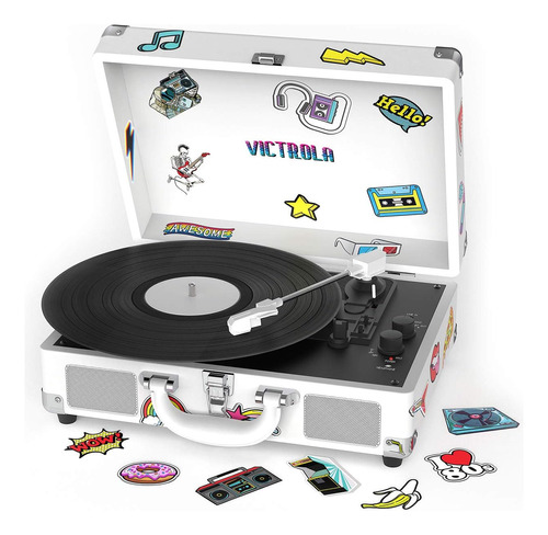 Victrola Vsc-400sb-cnv Bluetooth Suitcase Turntable Canvas -