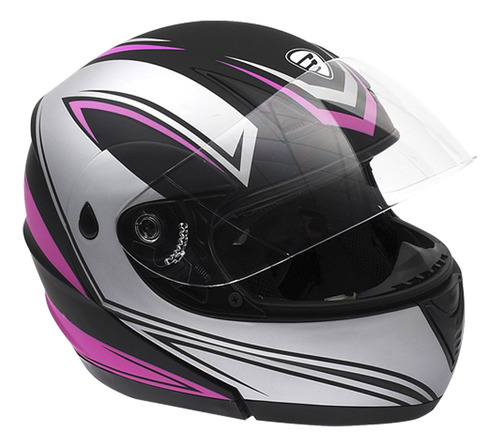 Casco Mujer Italika Abatible Negro Morado Gris Rs Dot 