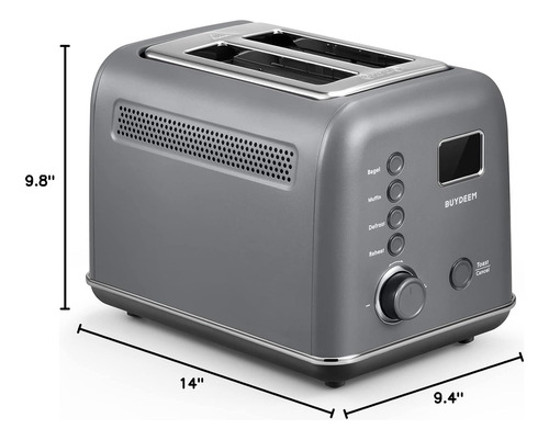 Tostadora Digital Buydeem , Para 2 Revanadas Color Gris