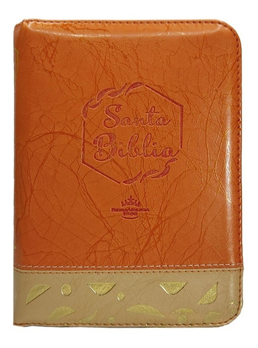 Biblia Reina Valera 1960 Mediana Naranja Beige Con Cierre