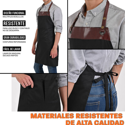 Mandil Unisex Con Vinil Para Chef: Resistente Negro