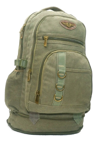 Mochila Masculina Lona Notebook Caça Viagem 50 Litros Grande Cor Verde Desenho Do Tecido Liso