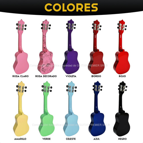 Imagen 3 de 10 de Ukelele Soprano Calidad Superior Nacional Varios Colores Combo + Funda + Pua + Envio Gratis A Todo El Pais