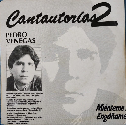 Vinilo Single De Pedro Venegas Cuando Sea Pres ( D-101