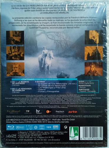 Blu-ray Los Nibelungos. Fritz Lang Digipack 2 Discos Blu-ray