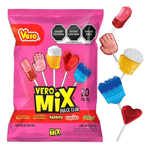 Paletas Vero Mix Dulce Club 20 Pzas