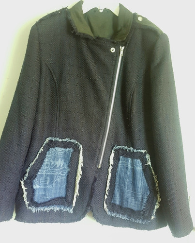 Campera Abrigada.t.l.muy Poco Uso. Color Azul De Paño Y Jean