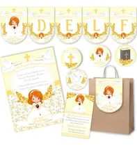 Comprar Kit Imprimible Comunión Nena Amarillo 100% Editable Candy