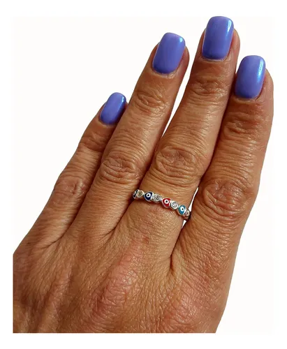 Anillo Ojo Corazon Con Cubics Plata 925