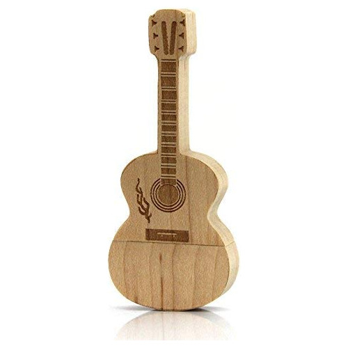 Guitarra Forma Madera Arce Bambu Memory Stick 2.0 3.0 Usb