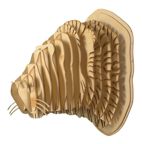 Imagen 6 de 10 de Cabeza Leon V2 Mdf Cabeza De Animal Trofeo Rompecabezas 3d