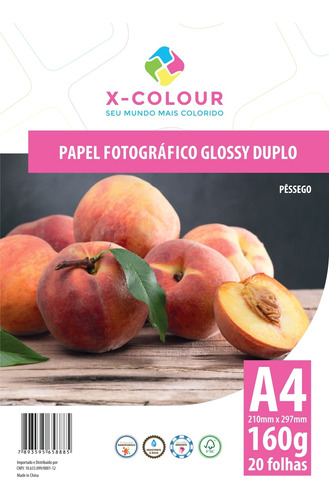 Imagem 1 de 1 de Papel Foto Glossy A4 160g/m2 Dupla Face 100 Folhas X-colour