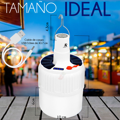Slim Company foco led portátil de bateria recargable con luz solar y usb lampara de emergencia 21w