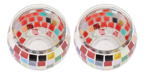 Soporte Para Velas De Té De Vidrio Con Forma De Mosaico De 2