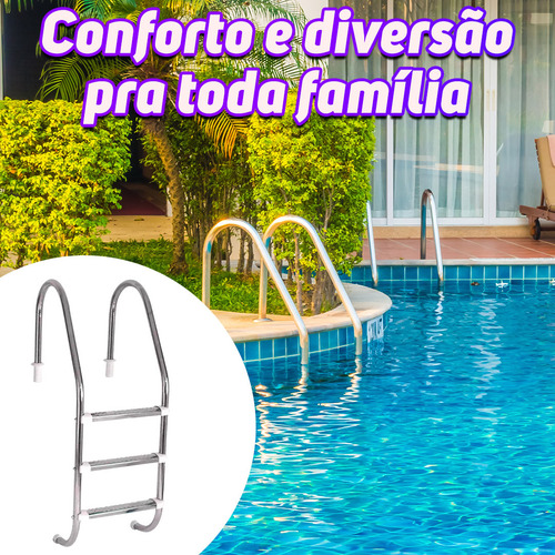 Escada 3 Degraus Inox - Piscinas Profundidade Até 120cm