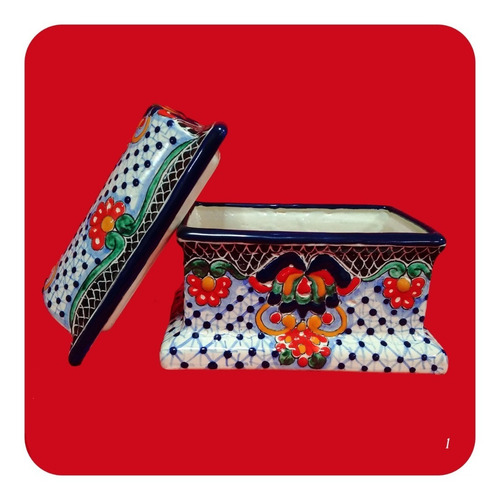 Imagen 2 de 3 de Alhajero Cofre De Talavera Poblana Barroca 12x15cm M1 Lhj