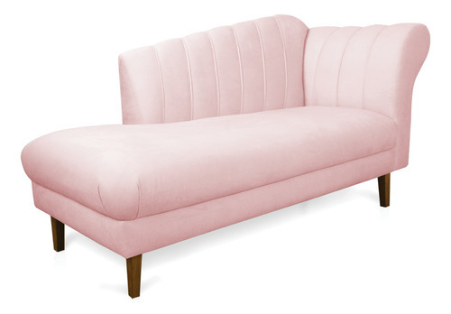 Divã Recife Suede 165 Cm Pés Chanfrado Castanho - D'rossi Cor Rosa Bebê