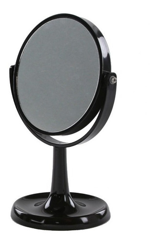 Espejo Deco Negro 15cm Zoom X 5 Soporte De Pie Maquillaje Dm