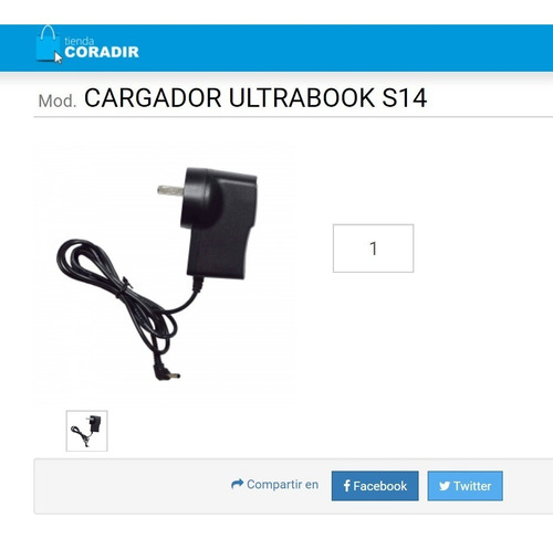 Imagen 1 de 3 de Cargador Netbook Coradir Ultra S14 5v 2.5a Ficha Fina
