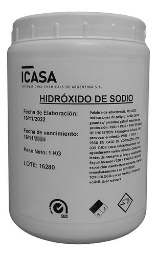 Soda Caustica 99 % De Pureza Perlas Para Jabon X 1 Kg.
