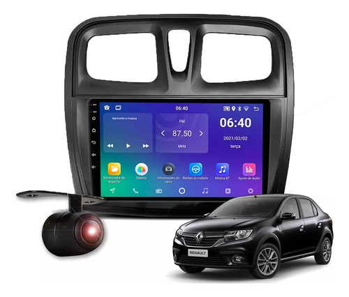 Kit Multimídia Renault Logan Sandero Tv Bt Usb Moldura + Câm