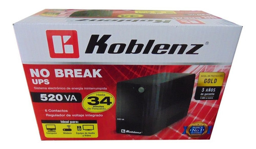 No-break Koblenz 5216, 520va/240w, 6 Cont; 3 Años Garantia,