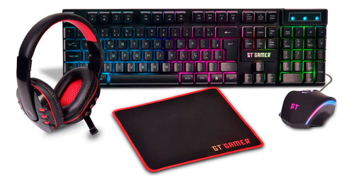 Kit Gamer Goldentec Headset Teclado Mouse 1200dpi Mousepad