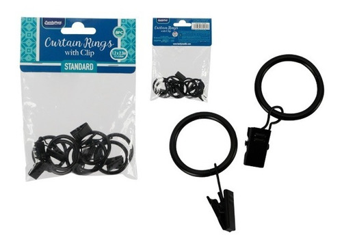 Set De Aros Ganchos Para Cortina De Baño Acero Con Clip 