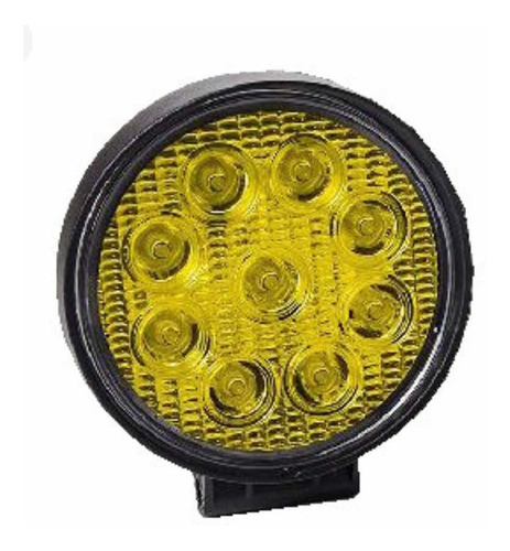 Faro 9 Led Redondo 27w Tractor Cosechadora Ambar 12/24v Agro