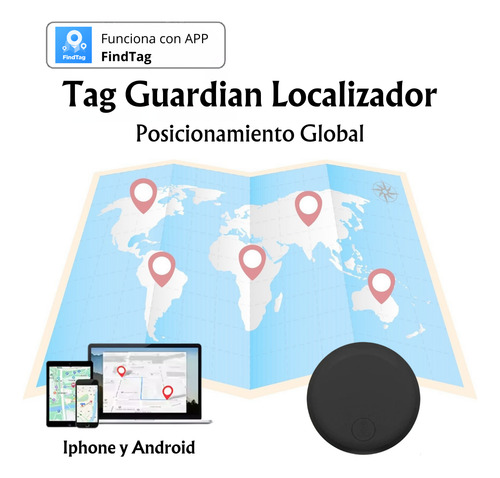 Localizador Gps Tag Guardian Android Iphone + Funda Negro Funda Mascota