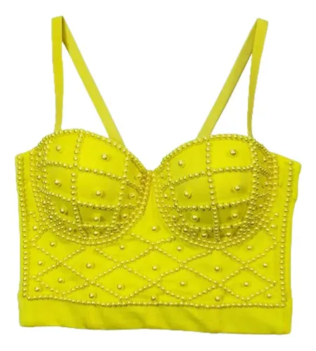 Bustier Corset Con Perla Bralette Push Up Sujetador Crop Zx