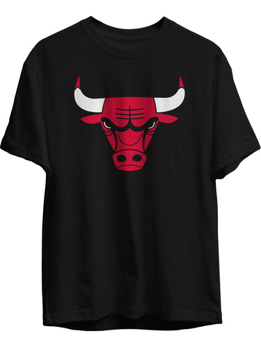 Remera Basket Nba Chicago Bulls Negra Logo Simple