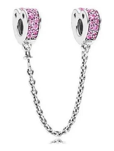 comprar Charm Cadena Corazones Circones Rosa Plata 925 Silver Heart