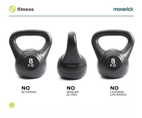 Pesa Rusa Maverick Kettlebell 8kg. Mancuerna Funcional Color Negro