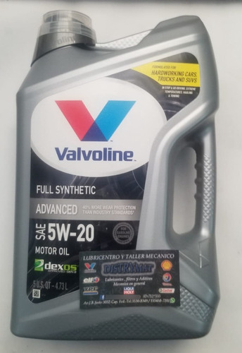 Aceite Valvoline Advanced 5w20 Sintetico X 4.73 L Distrymat