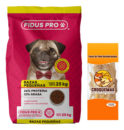 Fidus Pro Razas Pequeñas 25 Kg + Patas De Pollo 10 Pzas