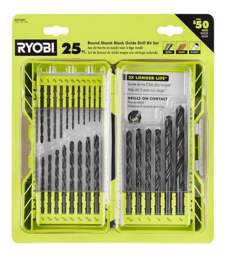 Juego De Brocas Ryobi Con Mango Redondo De Óxido Negro, 25 P