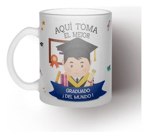 Tazón Taza Personalizada De Vidrio Empavonada Graduación