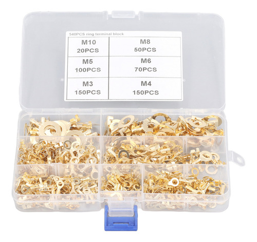 . 540pcs M3 M4 M5 M6 Terminal De Anel De Latão Dourado