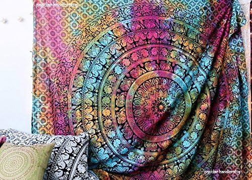 Tapiz De Pared Colgante Hippie Elefante Mandala Bohemio...