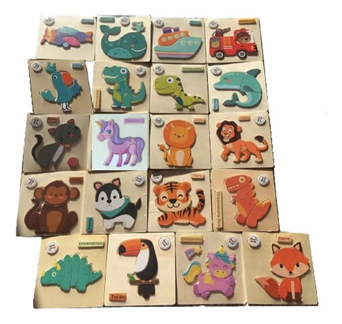 Pack De 10 Rompecabezas Madera Infantil, Didáctico